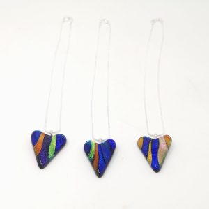 Dichroic Glass Heart with Sterling Silver Chain